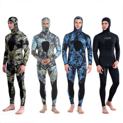 Wetsuits Men's 3MM Neoprene Hooded Warm Wetsuit Camouflage Split Hunting Fish Hunting Scuba Snorkeling Surfing Swimsuit