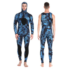 Wetsuits Men's 3MM Neoprene Hooded Warm Wetsuit Camouflage Split Hunting Fish Hunting Scuba Snorkeling Surfing Swimsuit