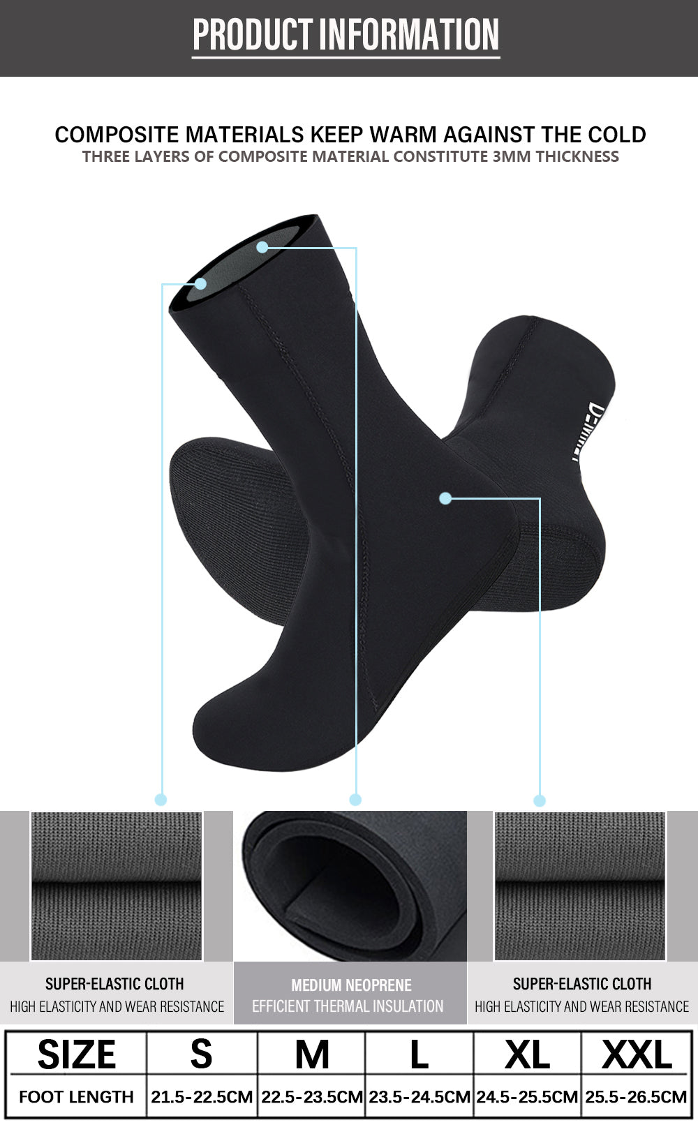 7mm Neoprene Socks Wetsuit Shoes Non-slip Surf Swimming Fins Socks Elasticity Beach Boots Warm Socks for Snorkeling Diving