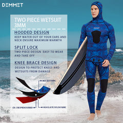 3MM men's neoprene sea blue camouflage fishing suit two-piece wetsuit