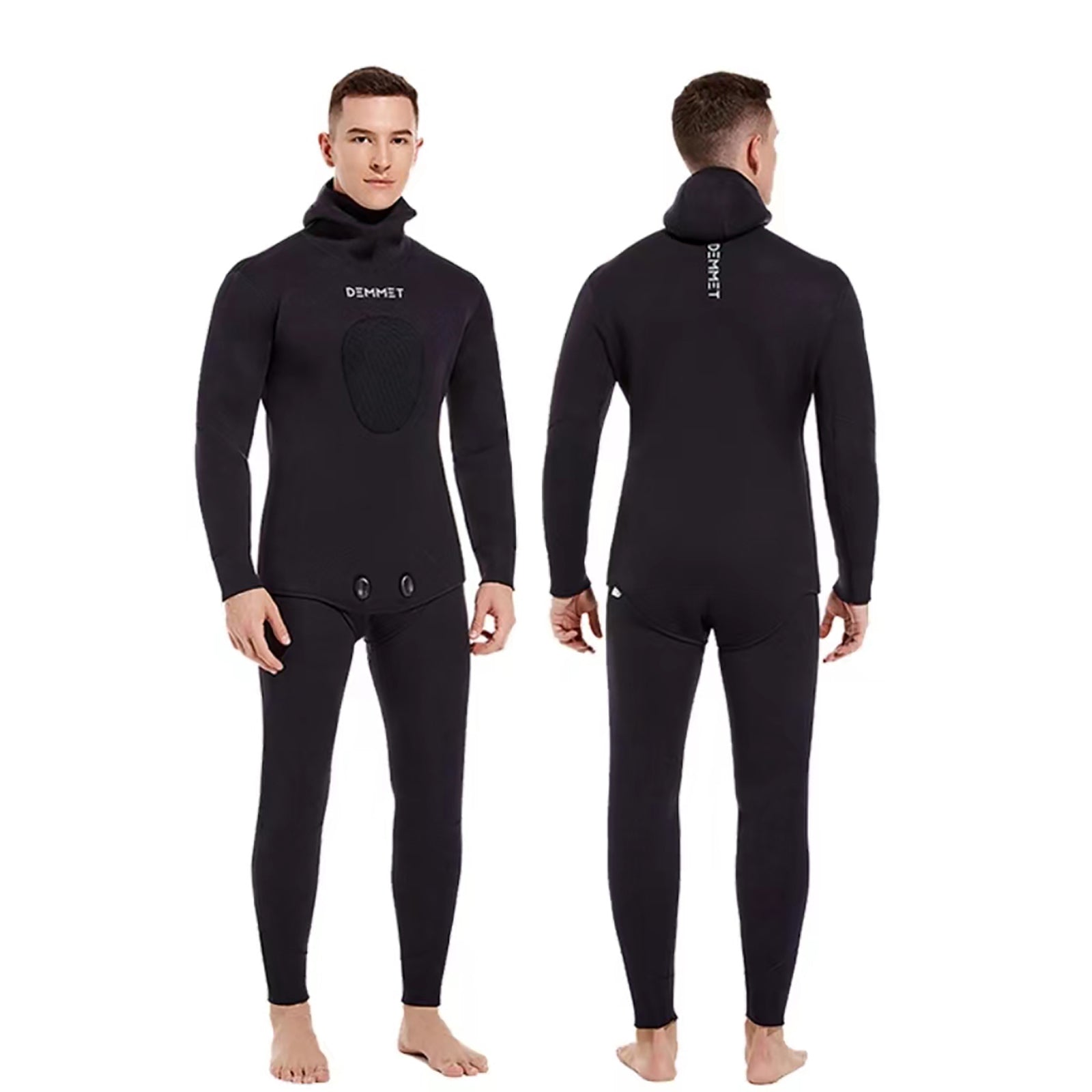 5mm/7mm Neoprene Spearfishing Wetsuit with Hooded, 2-Pieces Long Sleeve  Hunting Diving Suit with Chest Pad for Cool Water Snorkeling Freediving