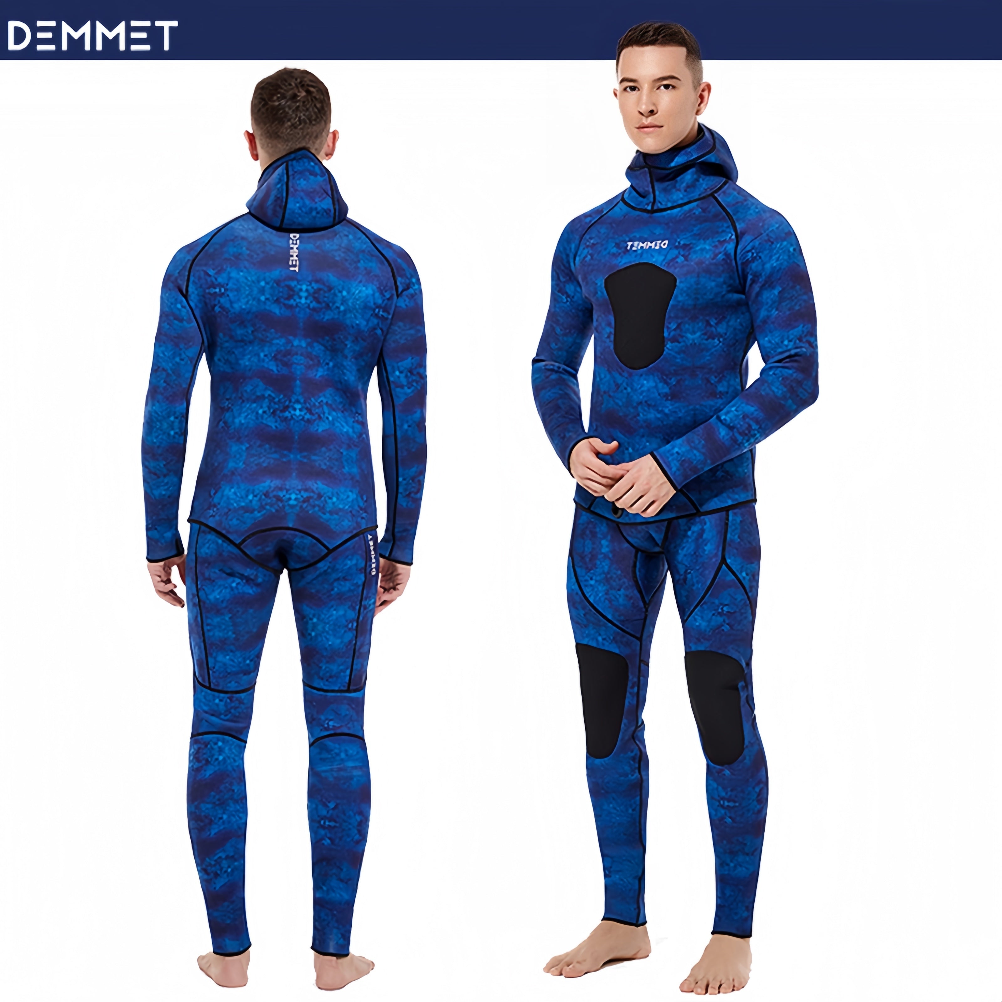 3MM men's neoprene sea blue camouflage fishing suit two-piece wetsuit