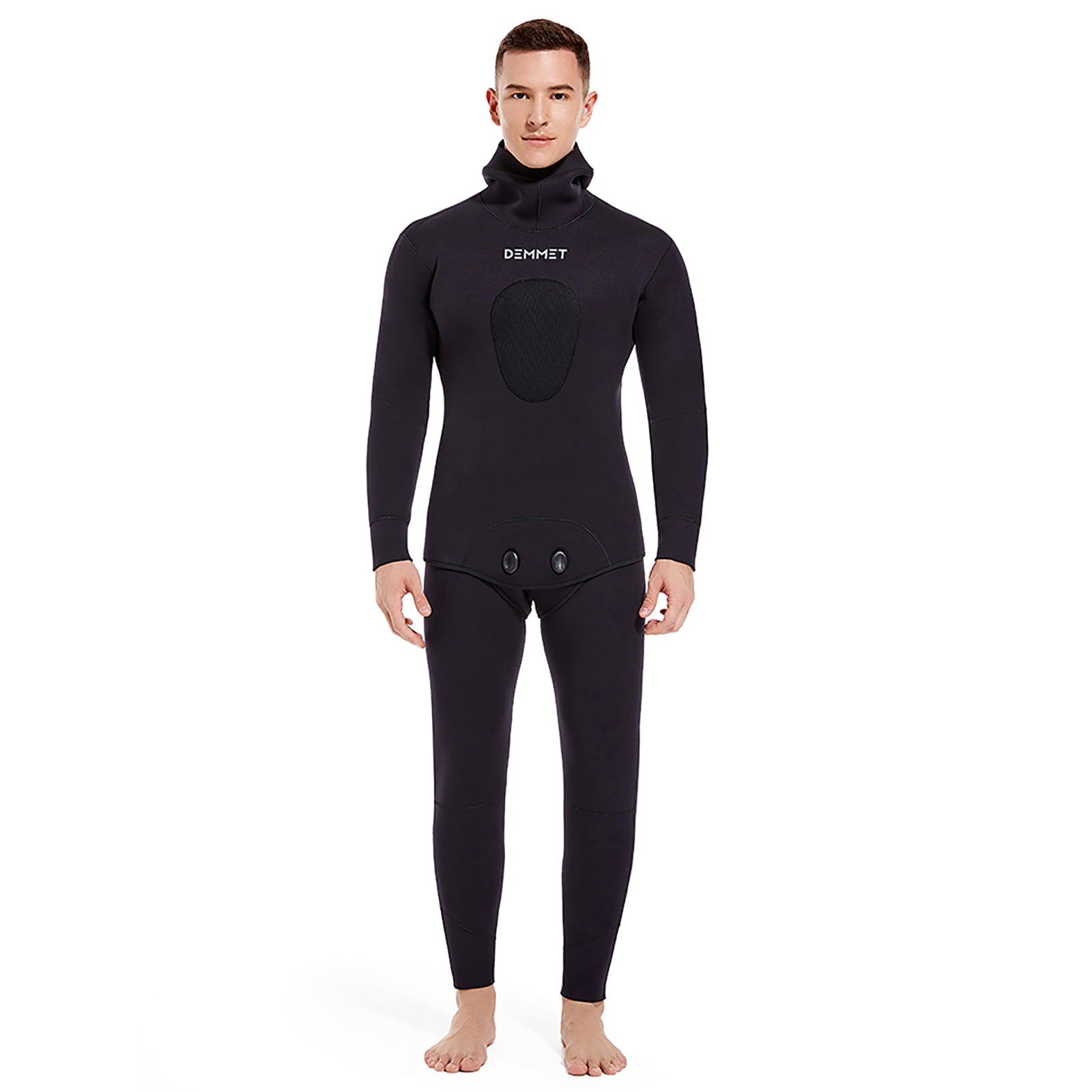 5mm/7mm Neoprene Spearfishing Wetsuit with Hooded, 2-Pieces Long Sleeve  Hunting Diving Suit with Chest Pad for Cool Water Snorkeling Freediving