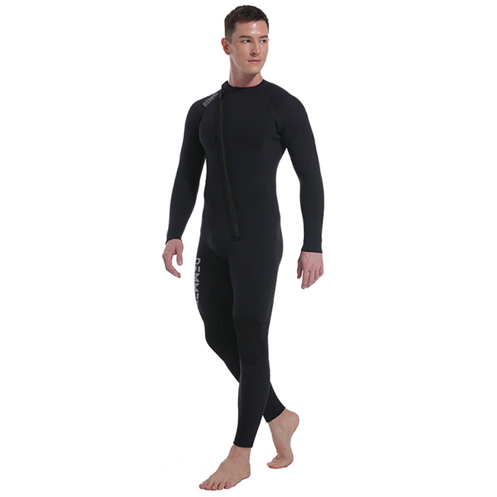 Scuba Diving Suit for Men 5mm Neoprene Wetsuit Winter Swimsuit One-Piece Front Zipper Long Sleeve Spearfishing Hunting Fish Suit