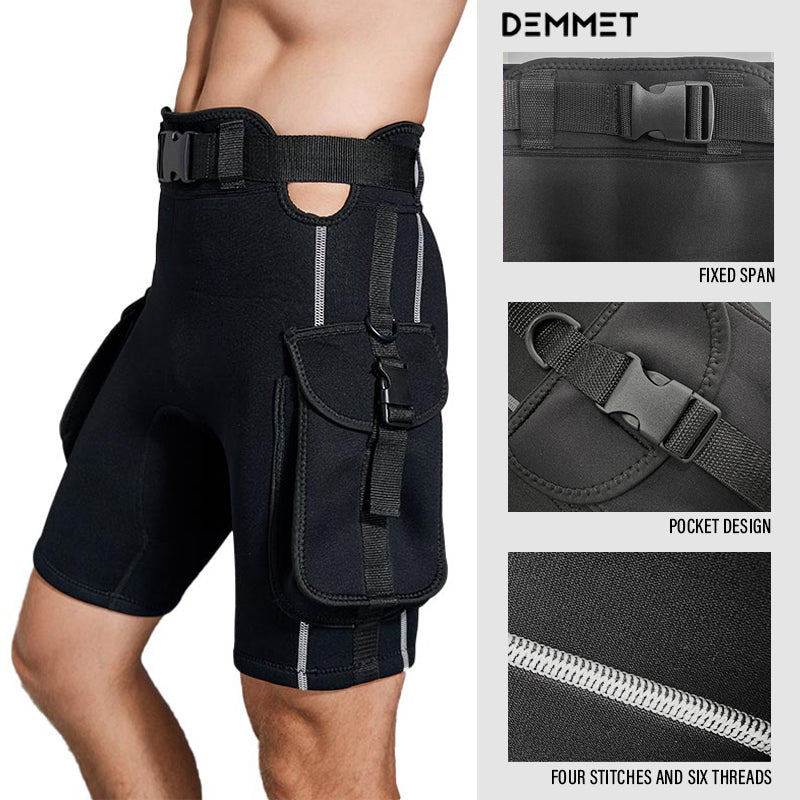 2.5MM Neoprene Wetsuit Tech Shorts Diving Pants Submersible Load Weight 2 Pocket Keep Warm Unisex Wetsuit Shorts D-Ring Buckle Leak Hole for Diving Equipment Accessories