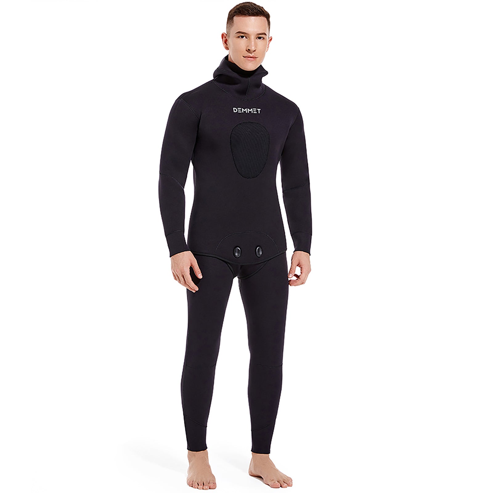 5mm/7mm Neoprene Spearfishing Wetsuit with Hooded, 2-Pieces Long Sleeve  Hunting Diving Suit with Chest Pad for Cool Water Snorkeling Freediving