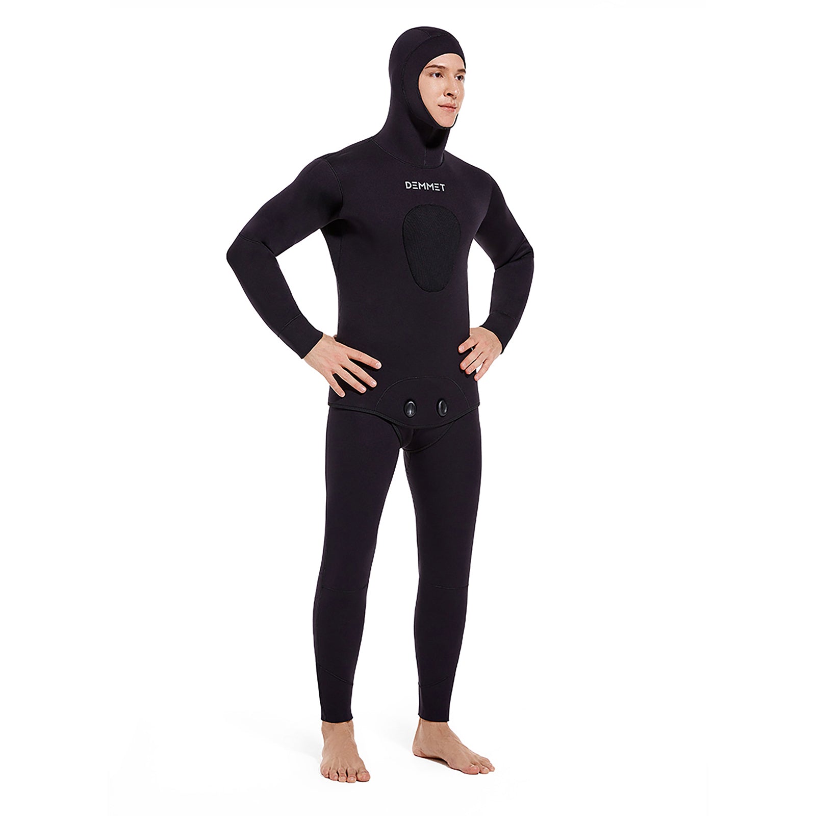 5mm/7mm Neoprene Spearfishing Wetsuit with Hooded, 2-Pieces Long Sleeve  Hunting Diving Suit with Chest Pad for Cool Water Snorkeling Freediving