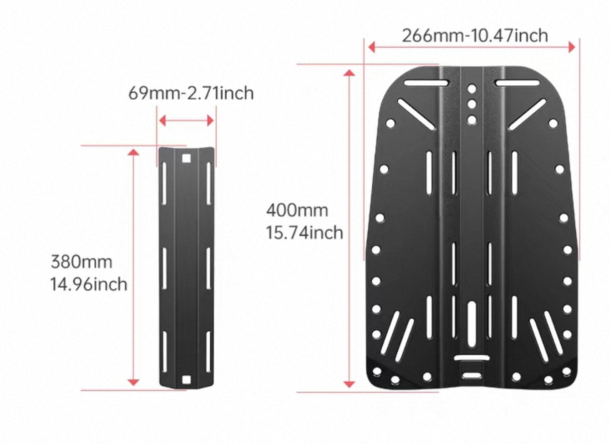 Black Aluminium Scuba Diving Technic Backplate Diver BCD plate /Aluminum Alloy Scuba Diving Single Tank Adapter Scuba Diving Set